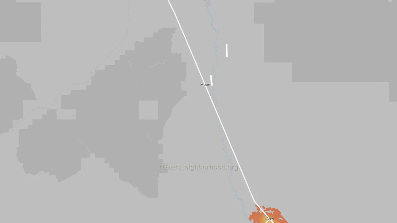 Bike Grade map of Moore, ID