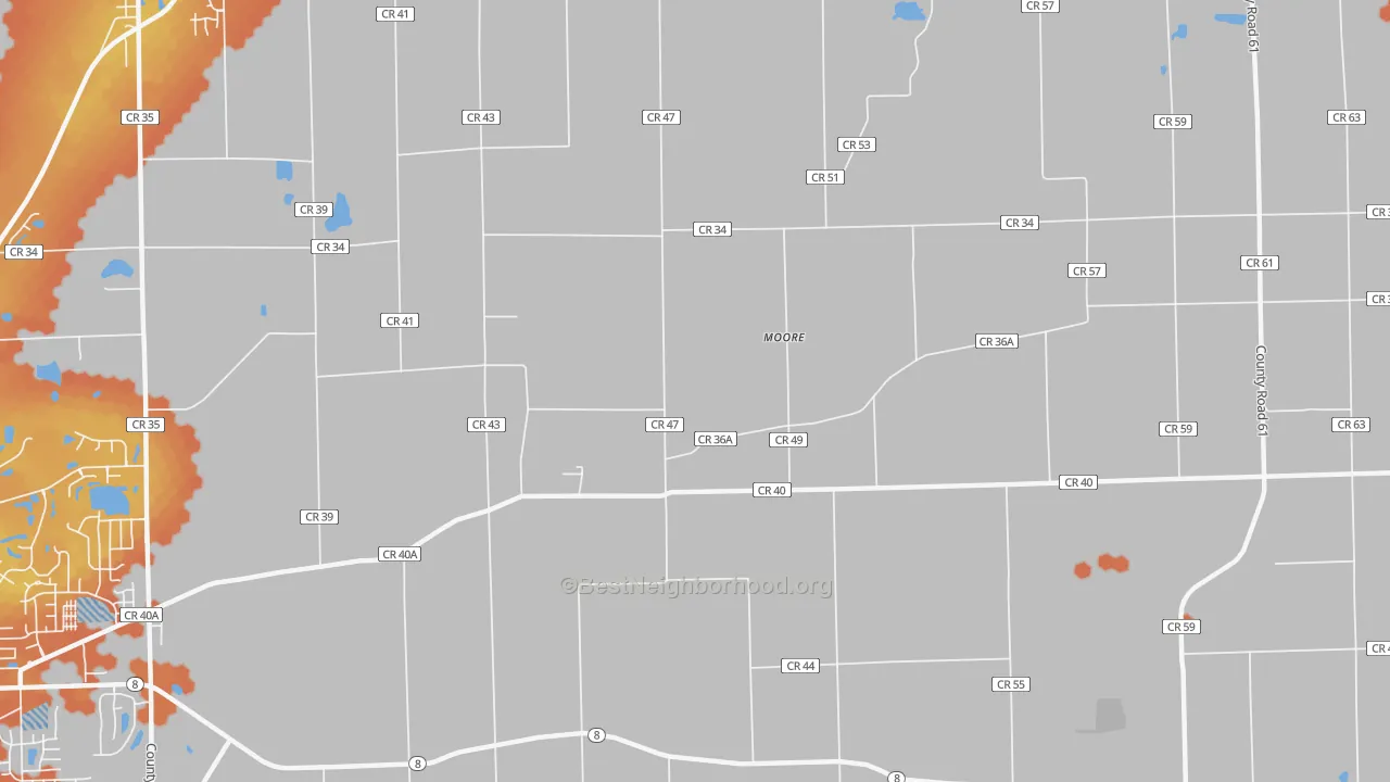 Bike Grade map of Moore, IN