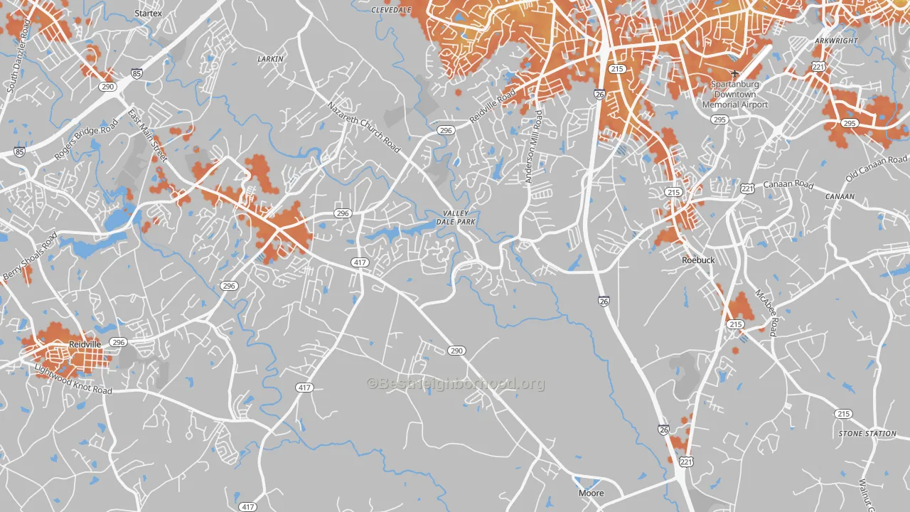 Bike Grade map of Moore, SC
