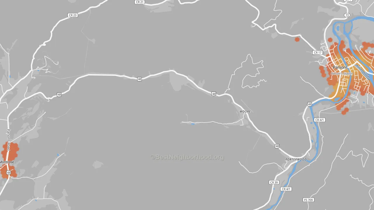 Bike Grade map of Moore, WV