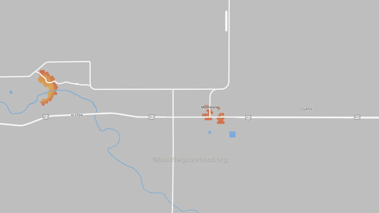 Bike Grade map of Mooreland, OK