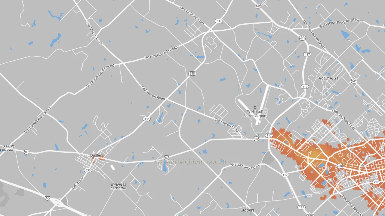 Bike Grade map of Moores, GA