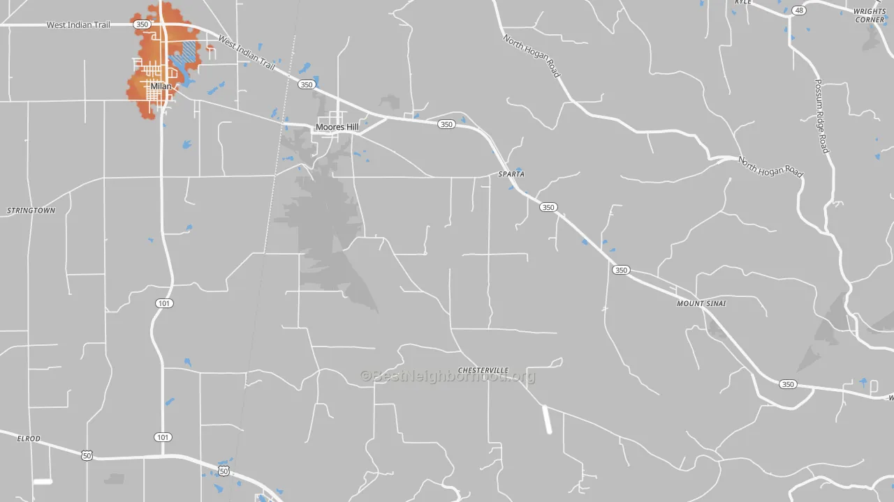 Bike Grade map of Moores Hill, IN
