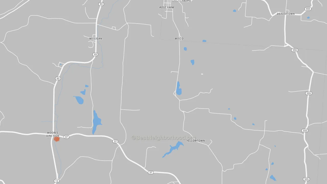 Bike Grade map of Moores Junction, OH