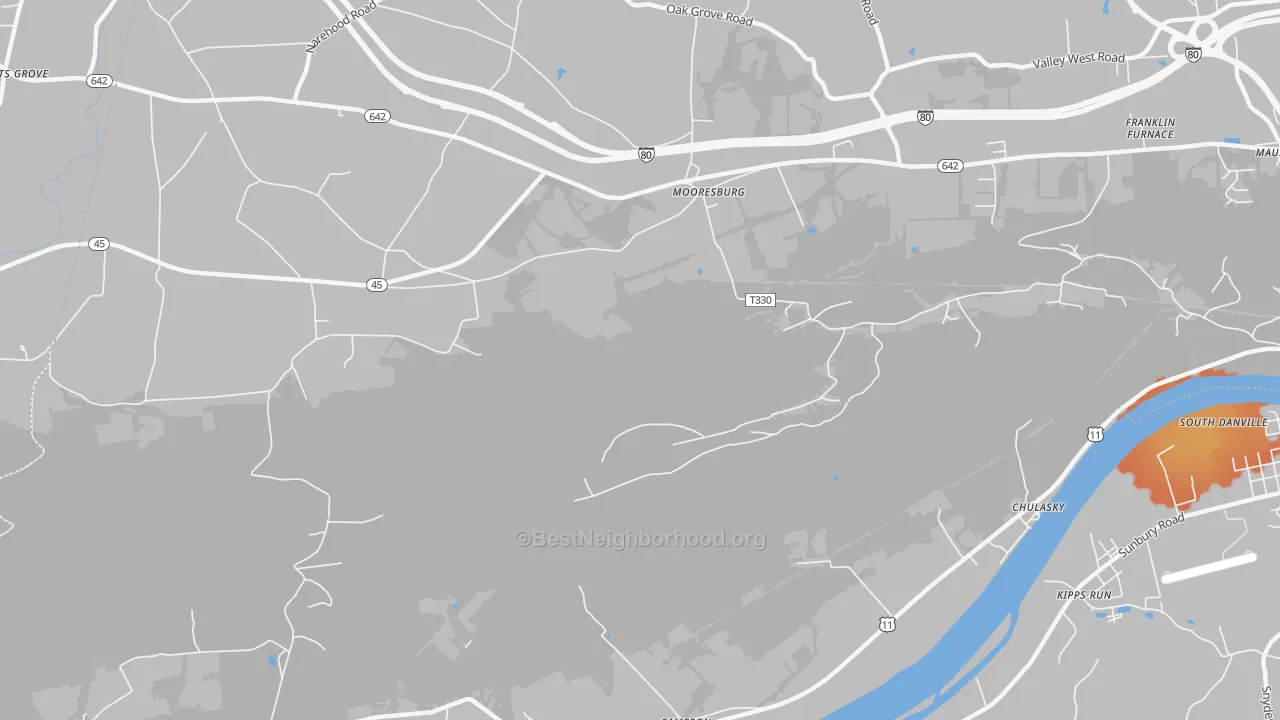 Bike Grade map of Mooresburg, PA