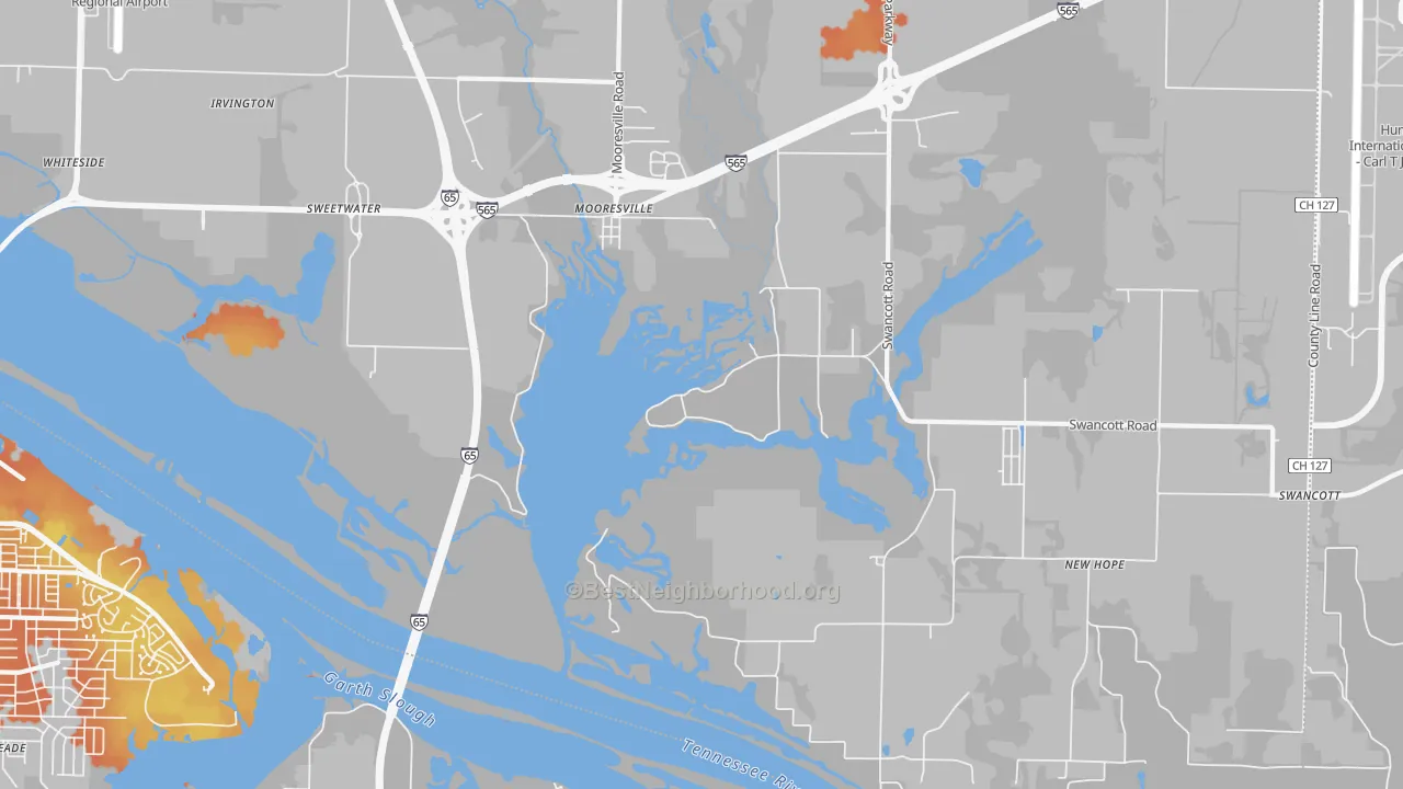 Bike Grade map of Mooresville, AL