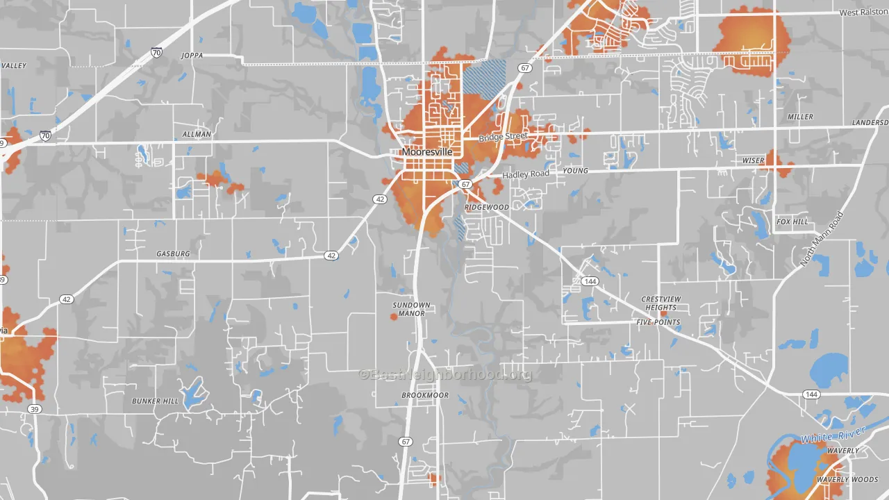 Bike Grade map of Mooresville, IN