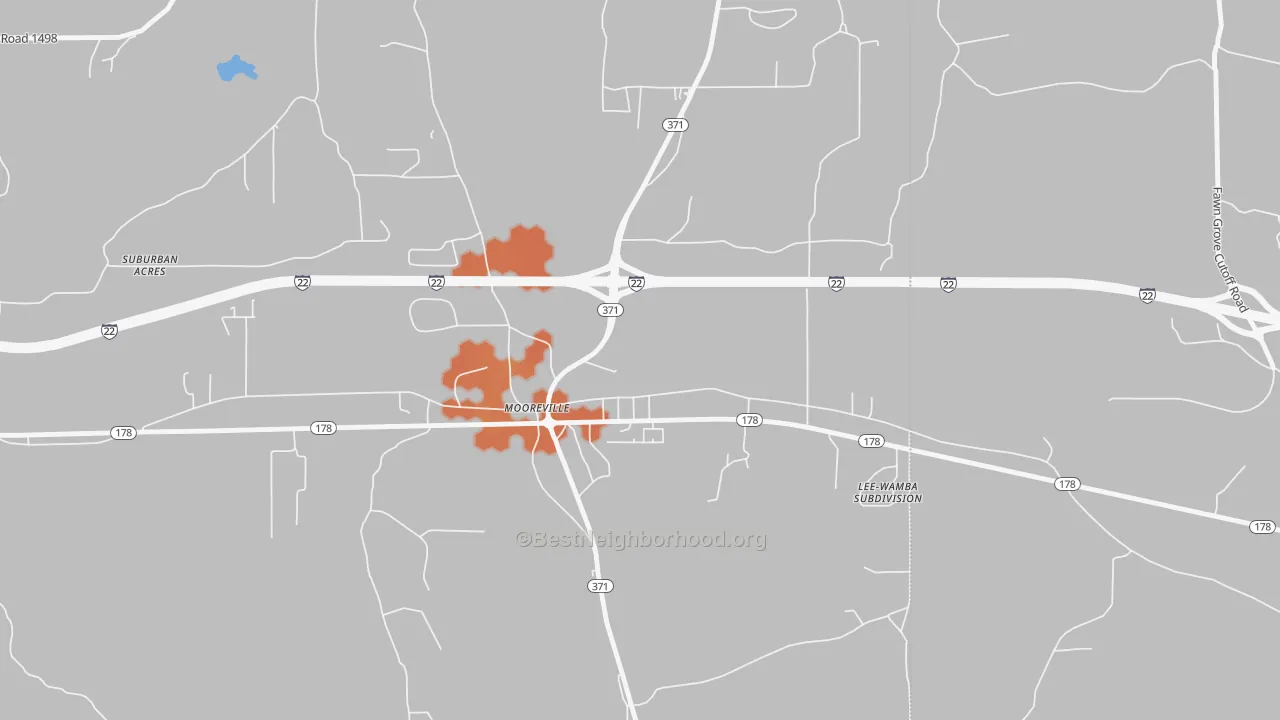 Bike Grade map of Mooresville, MS