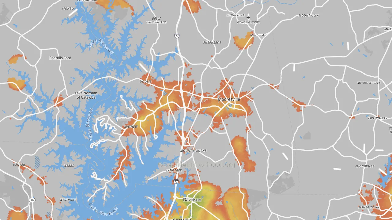 Bike Grade map of Mooresville, NC