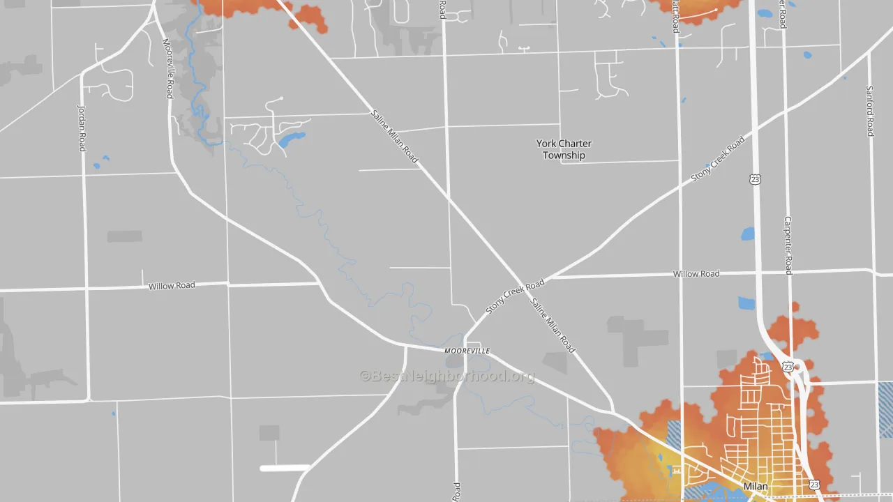 Bike Grade map of Mooreville, MI