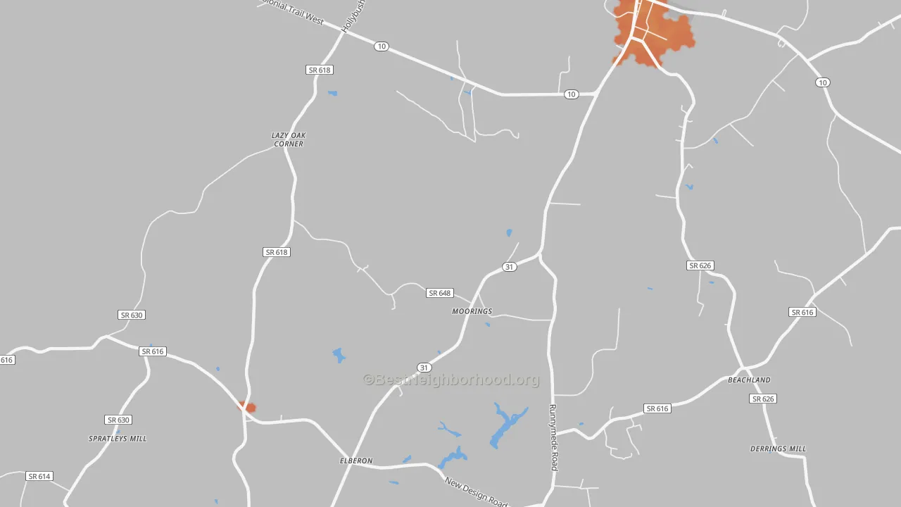 Bike Grade map of Moorings, VA