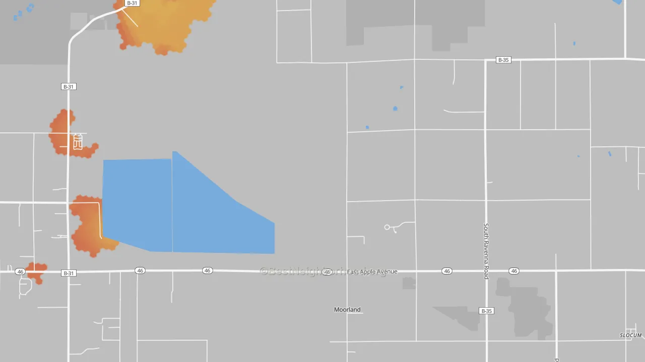 Bike Grade map of Moorland, MI