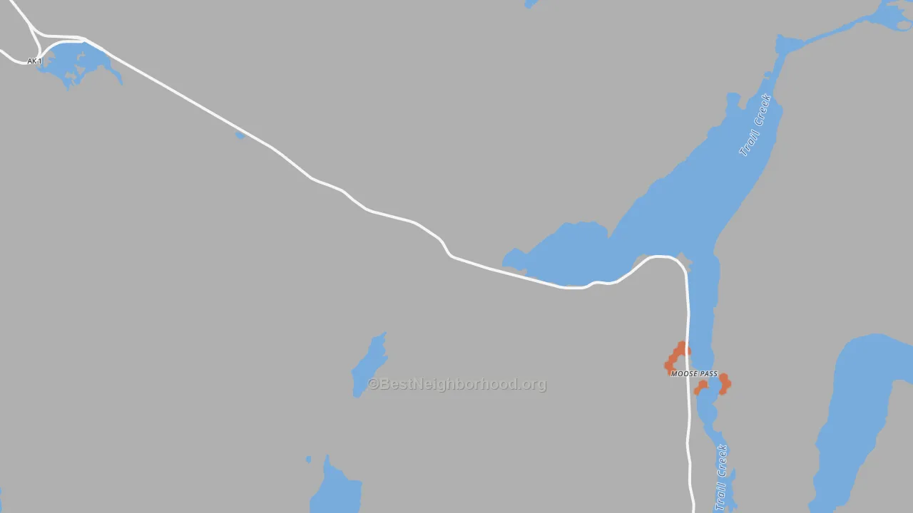 Bike Grade map of Moose Pass, AK