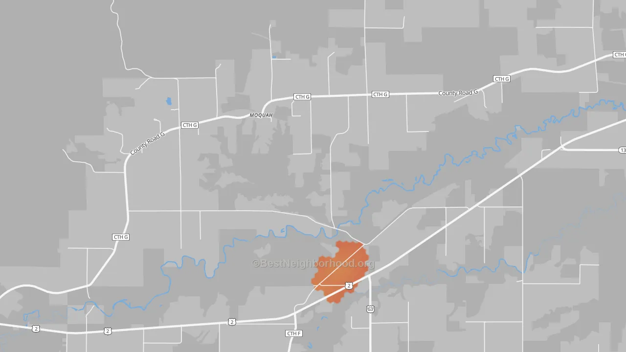 Bike Grade map of Moquah, WI