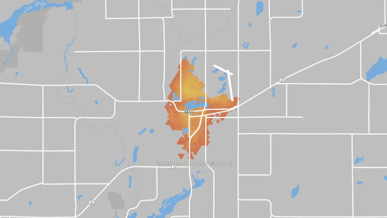 Bike Grade map of Mora, MN