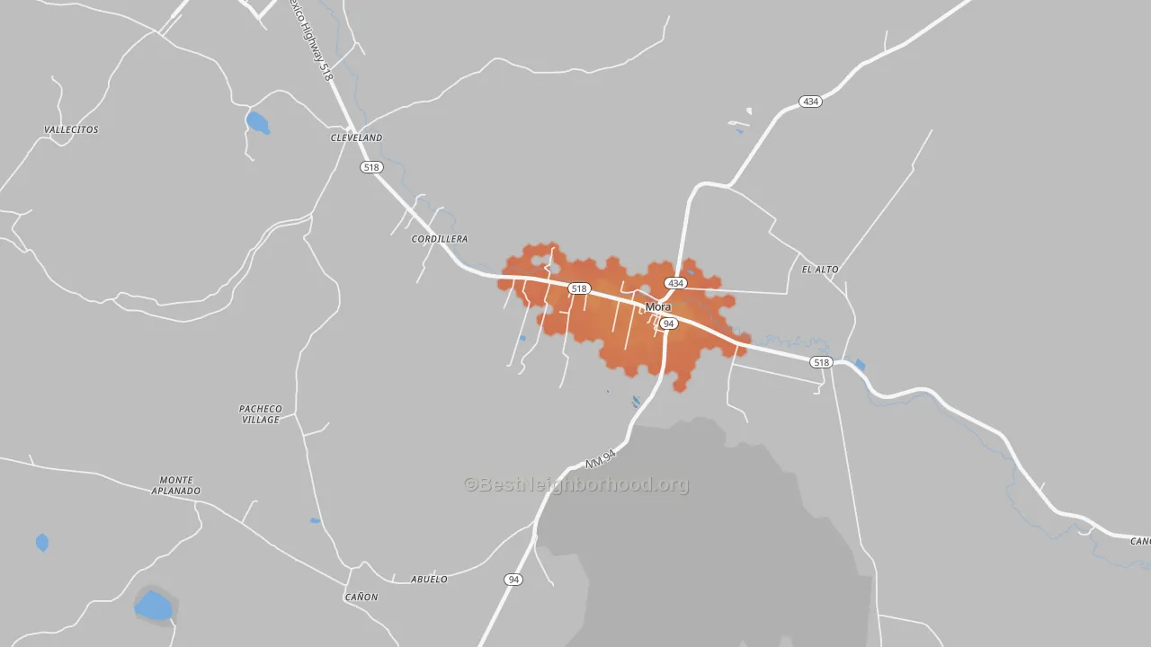 Bike Grade map of Mora, NM