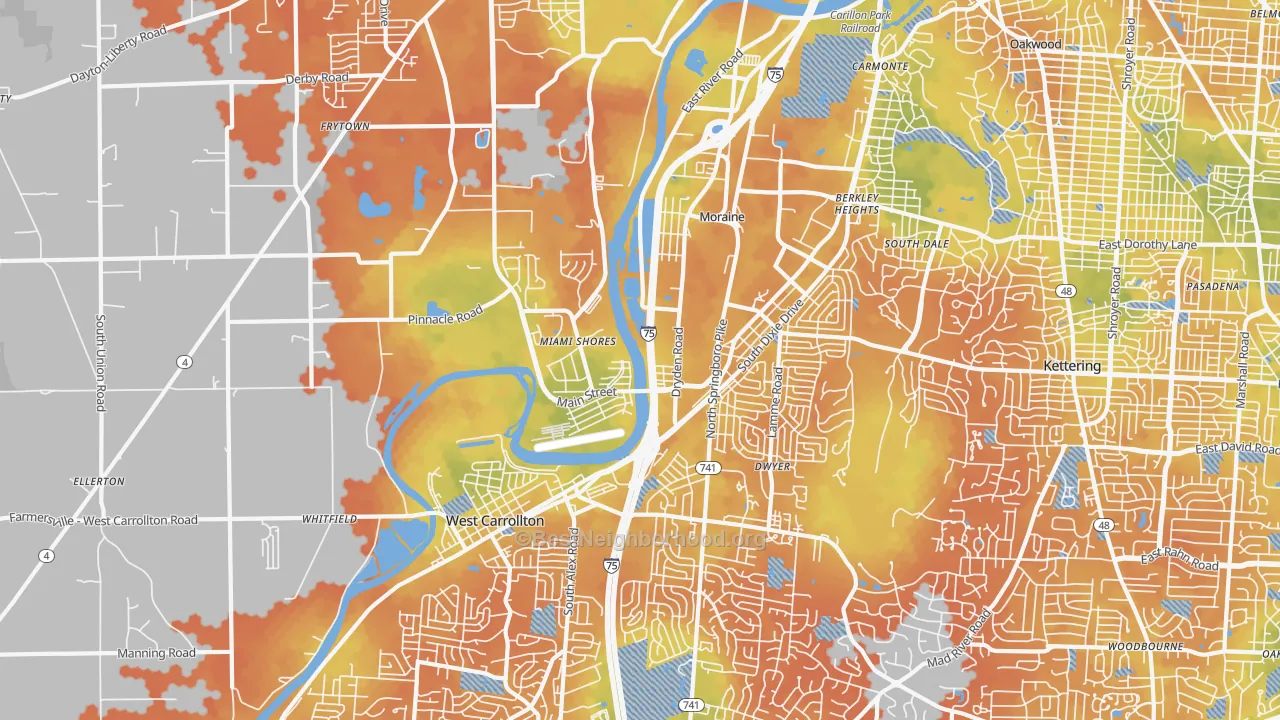 Bike Grade map of Moraine, OH