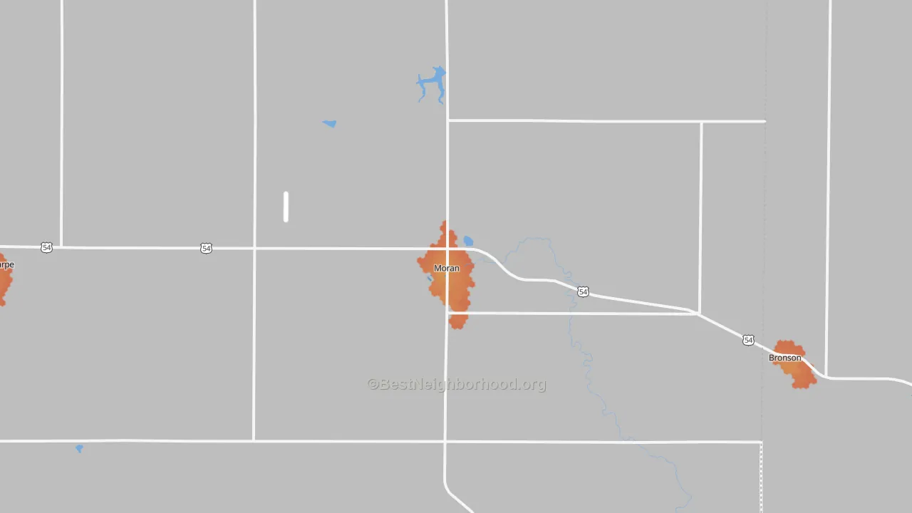 Bike Grade map of Moran, KS