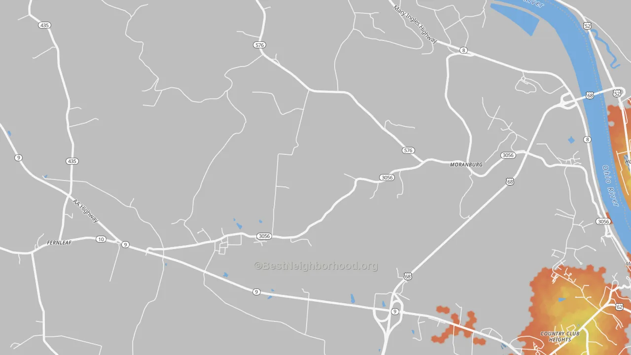 Bike Grade map of Moranburg, KY