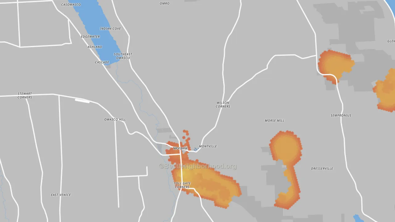 Bike Grade map of Moravia, NY