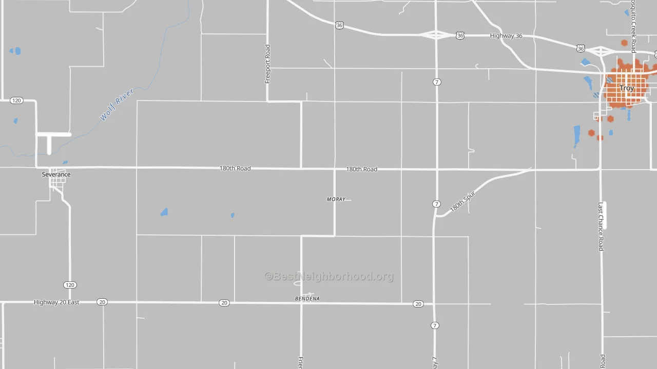 Bike Grade map of Moray, KS
