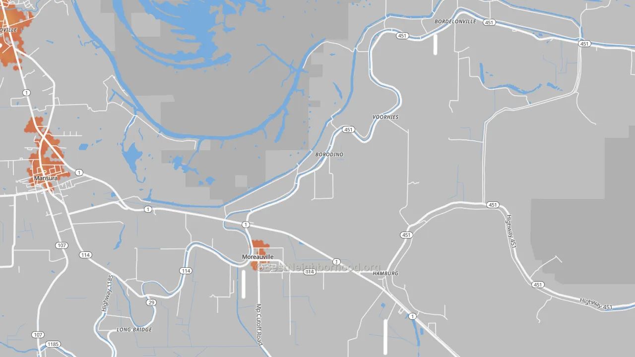 Bike Grade map of Moreauville, LA