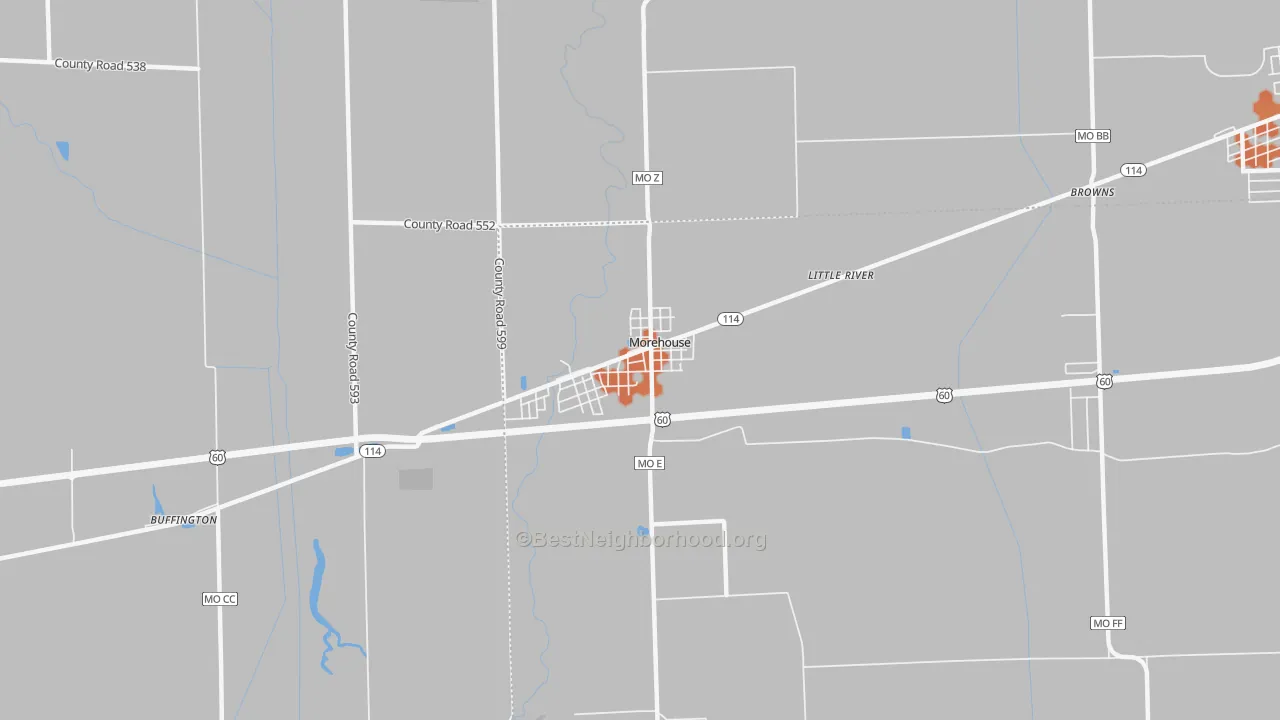 Bike Grade map of Morehouse, MO