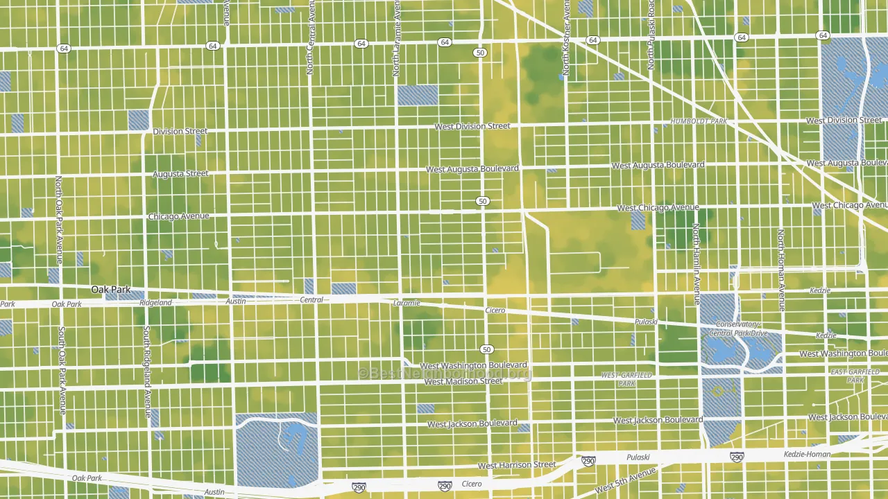 Bike Grade map of Moreland, Chicago, IL