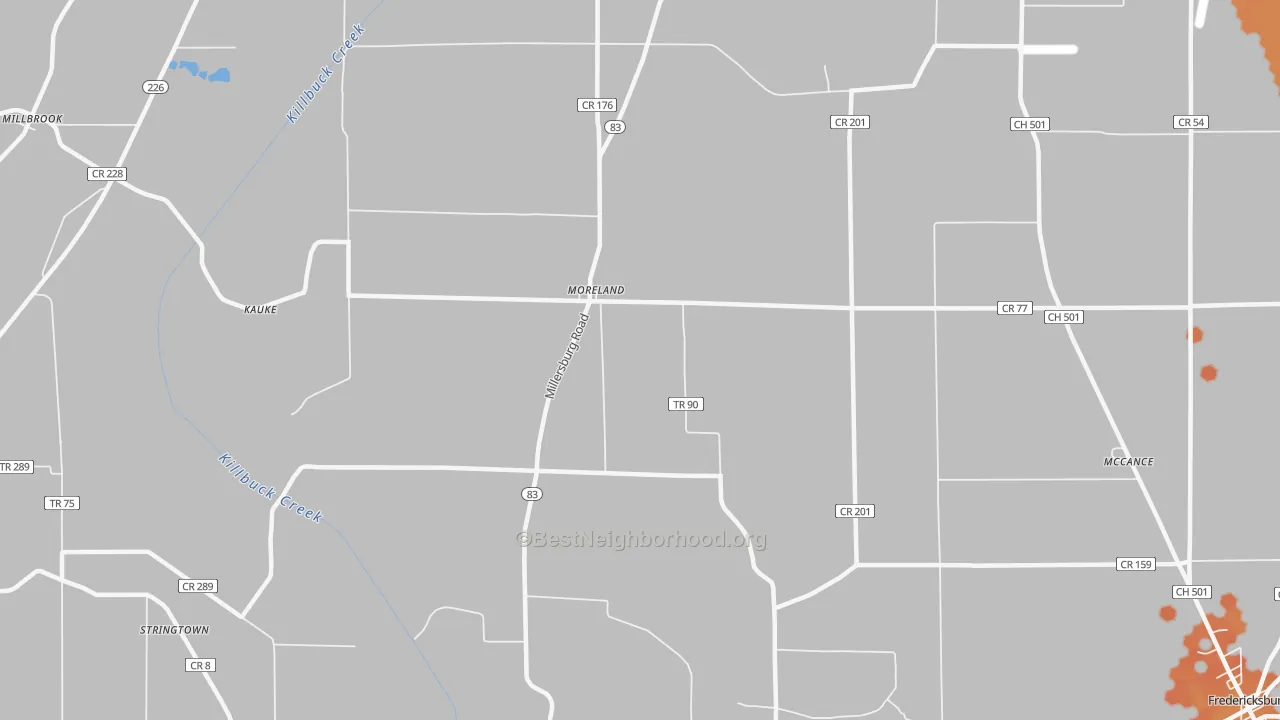Bike Grade map of Moreland, OH