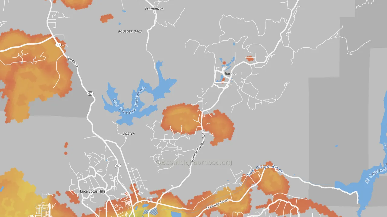 Bike Grade map of Morena, CA