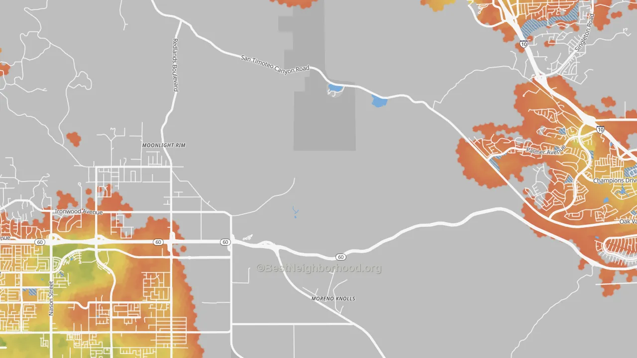 Bike Grade map of Moreno, CA