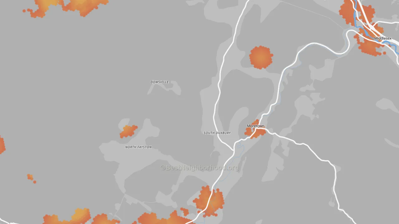 Bike Grade map of Moretown, VT