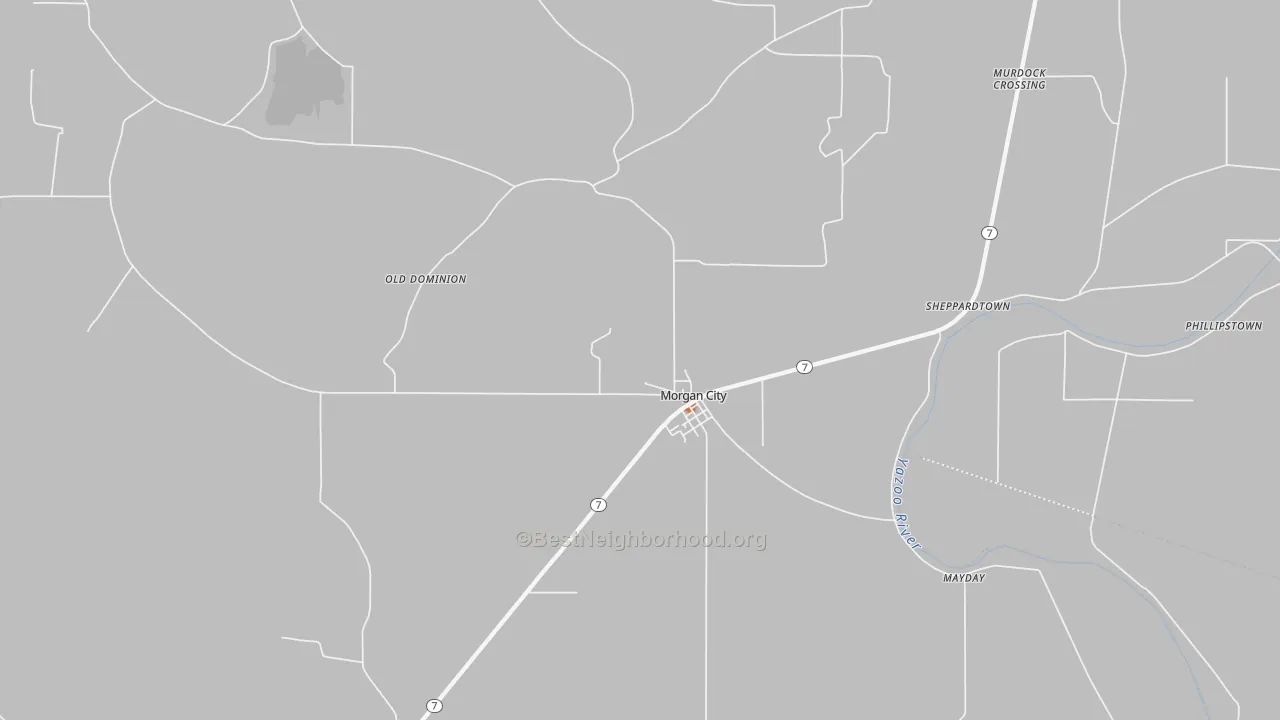 Bike Grade map of Morgan City, MS