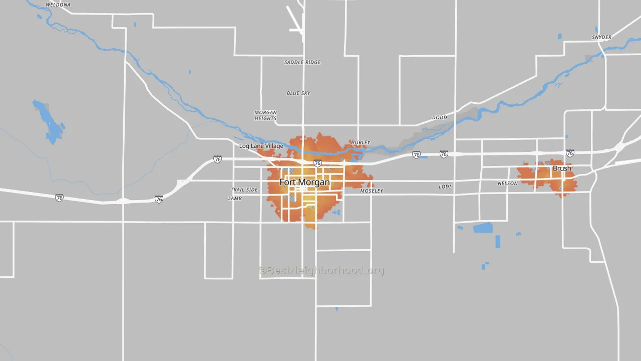 Bike Grade map of Morgan County, CO