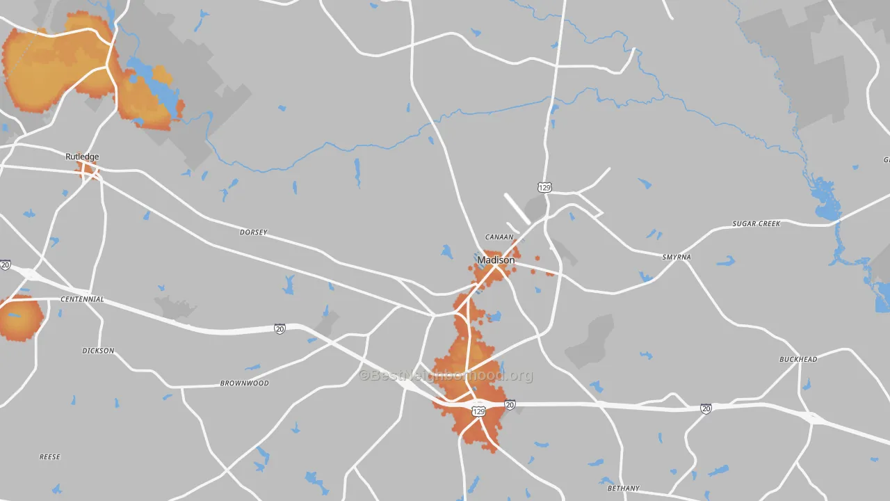Bike Grade map of Morgan County, GA