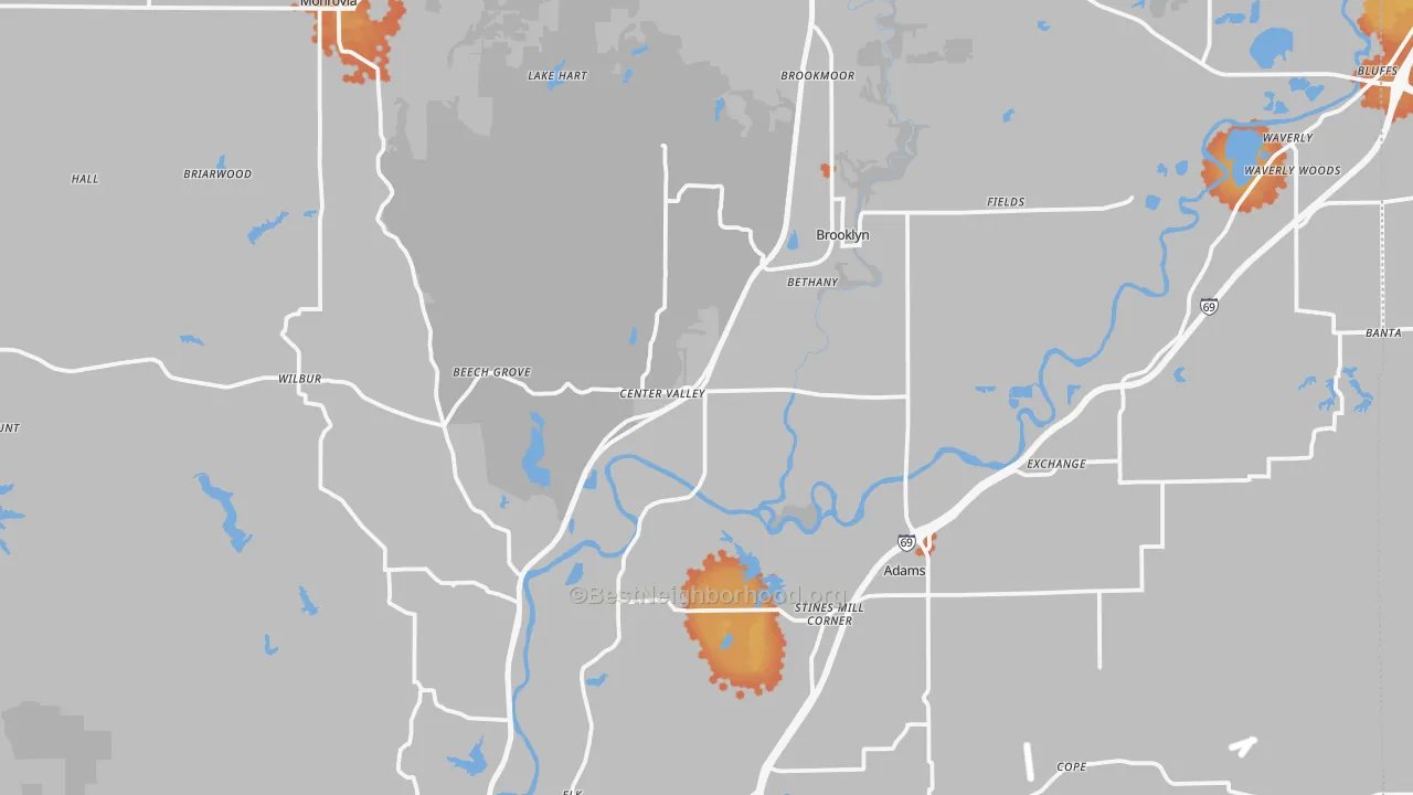 Bike Grade map of Morgan County, IN