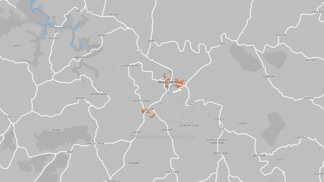 Bike Grade map of Morgan County, KY