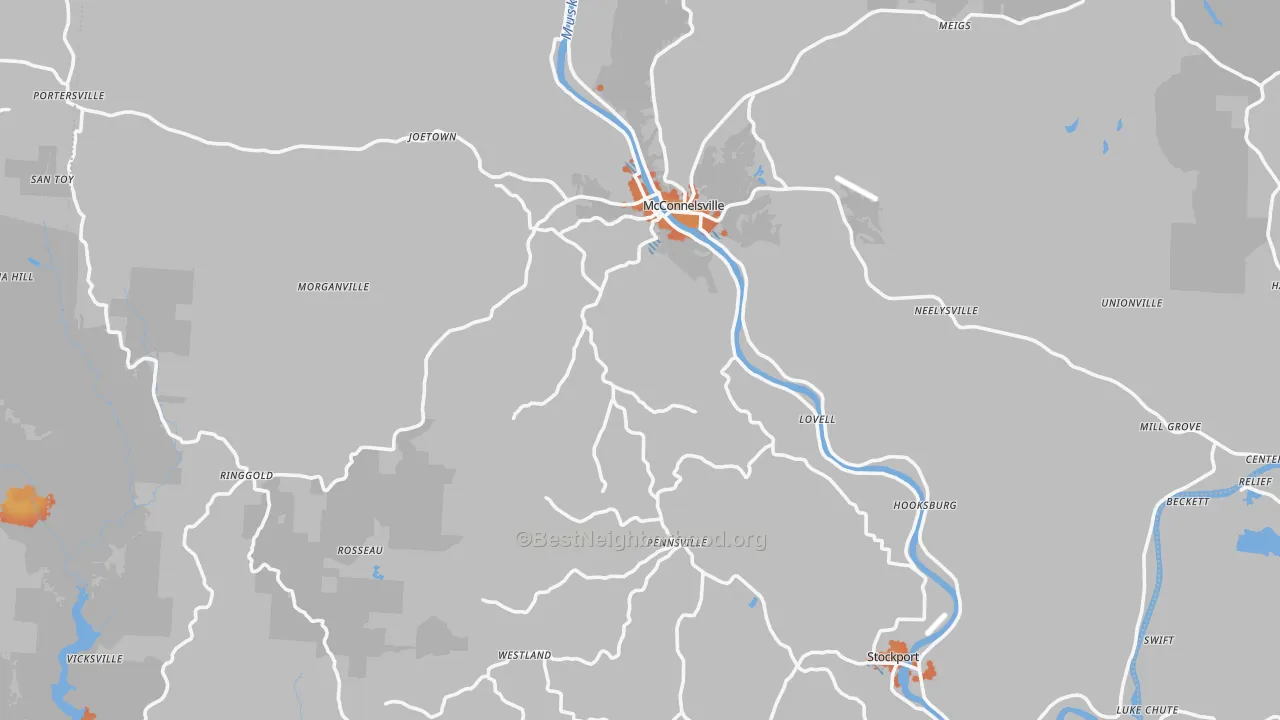 Bike Grade map of Morgan County, OH