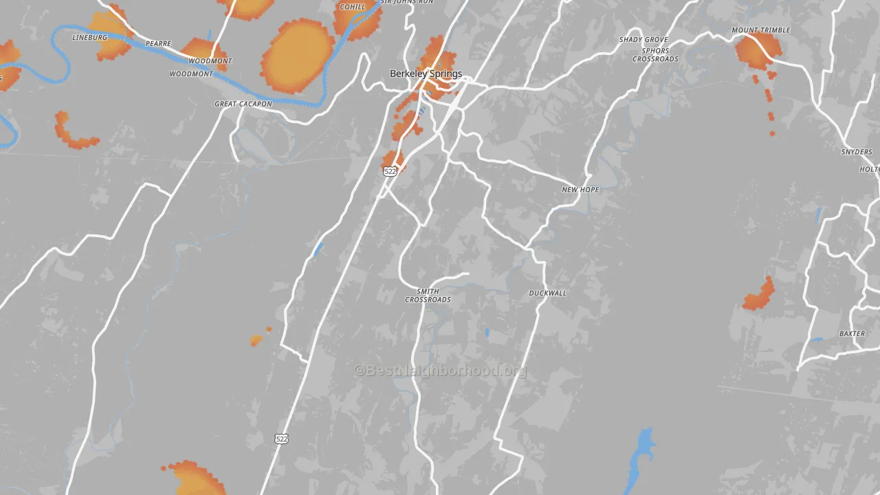 Bike Grade map of Morgan County, WV