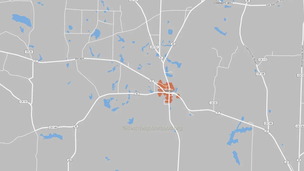 Bike Grade map of Morgan, GA