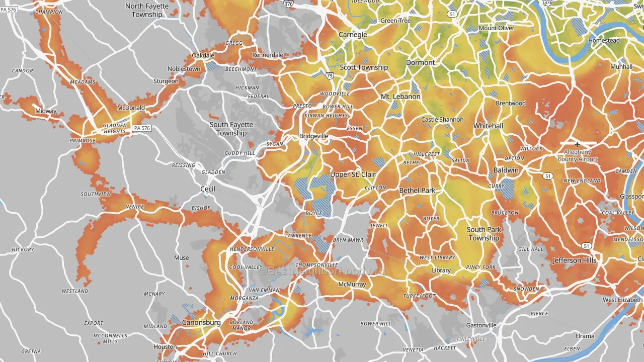 Bike Grade map of Morgan, PA
