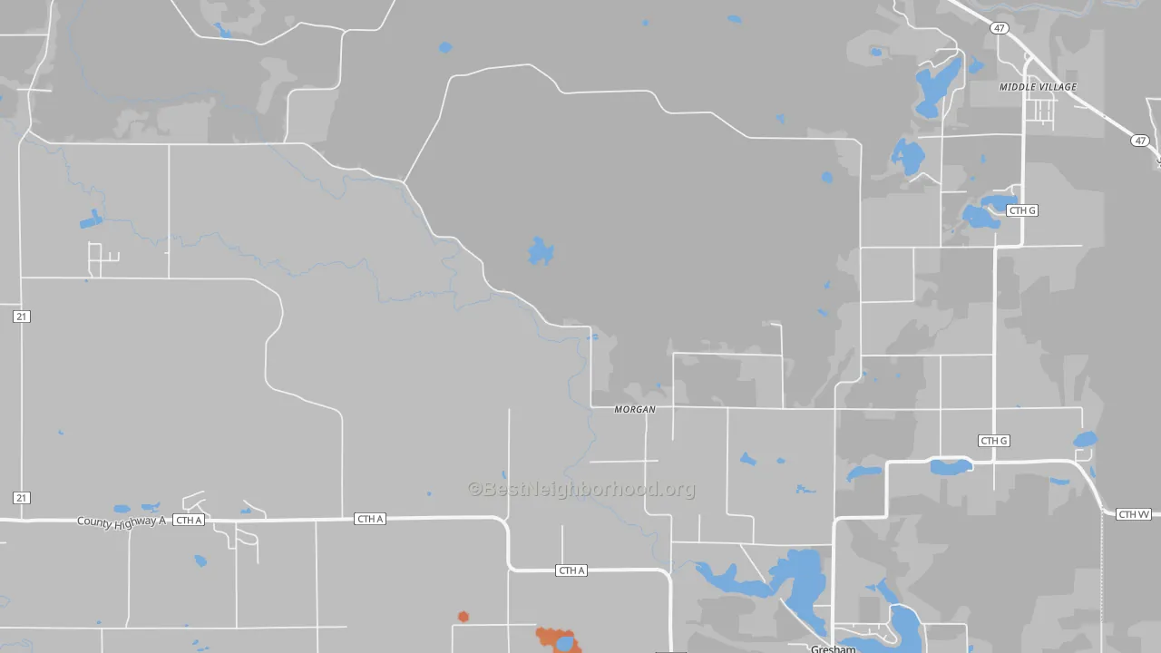Bike Grade map of Morgan, WI