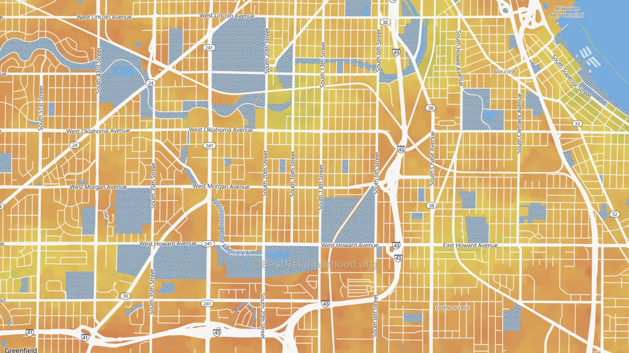 Bike Grade map of Morgandale, Milwaukee, WI