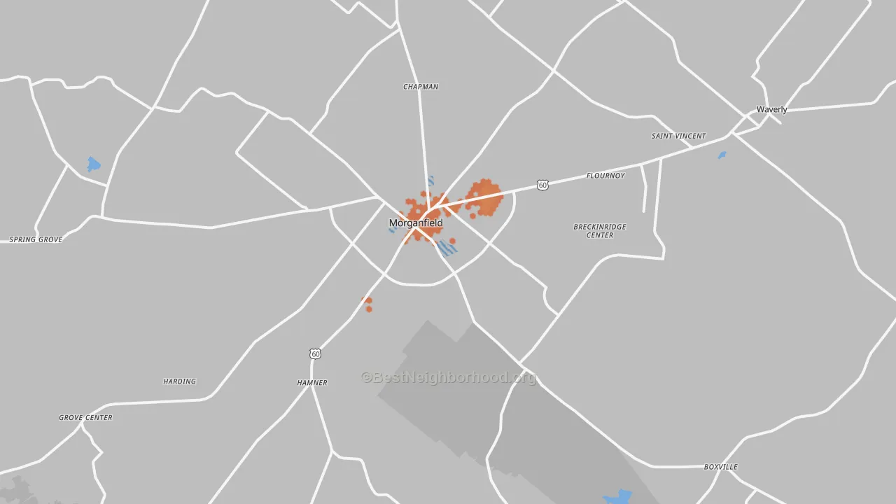 Bike Grade map of Morganfield, KY