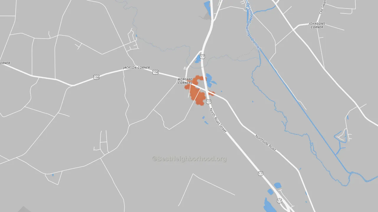 Bike Grade map of Morgans Corners, NC