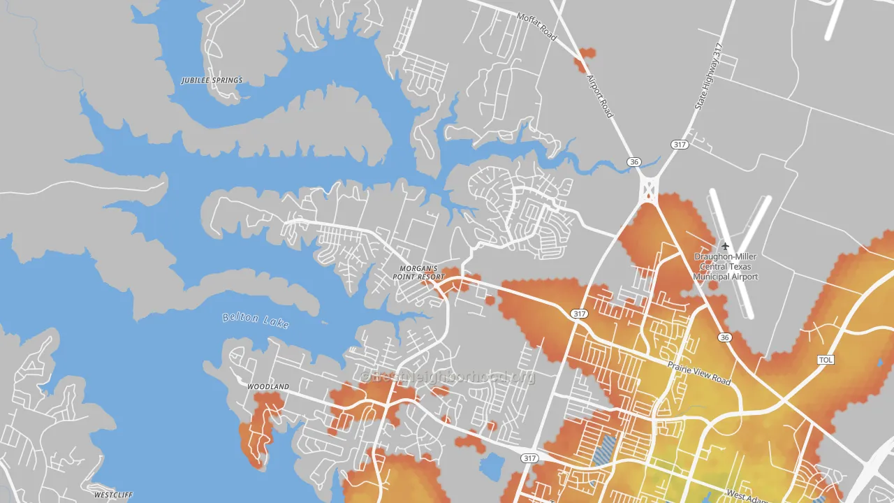Bike Grade map of Morgans Point Resort, TX