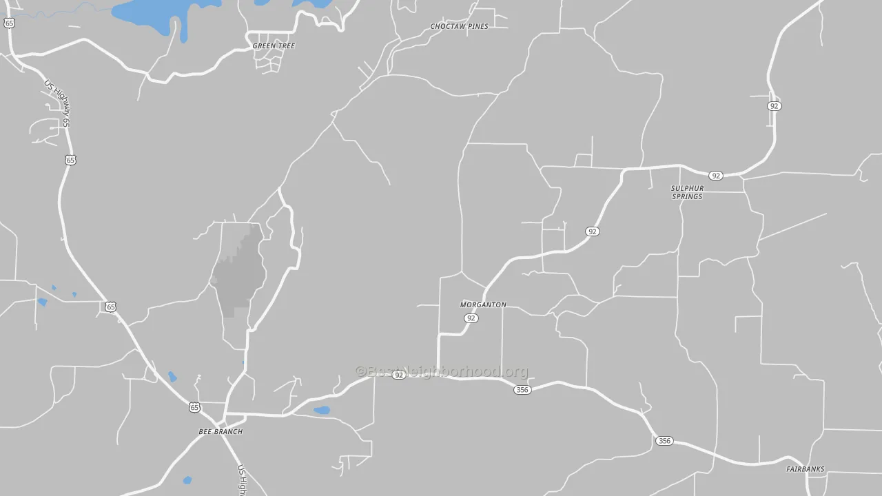 Bike Grade map of Morganton, AR
