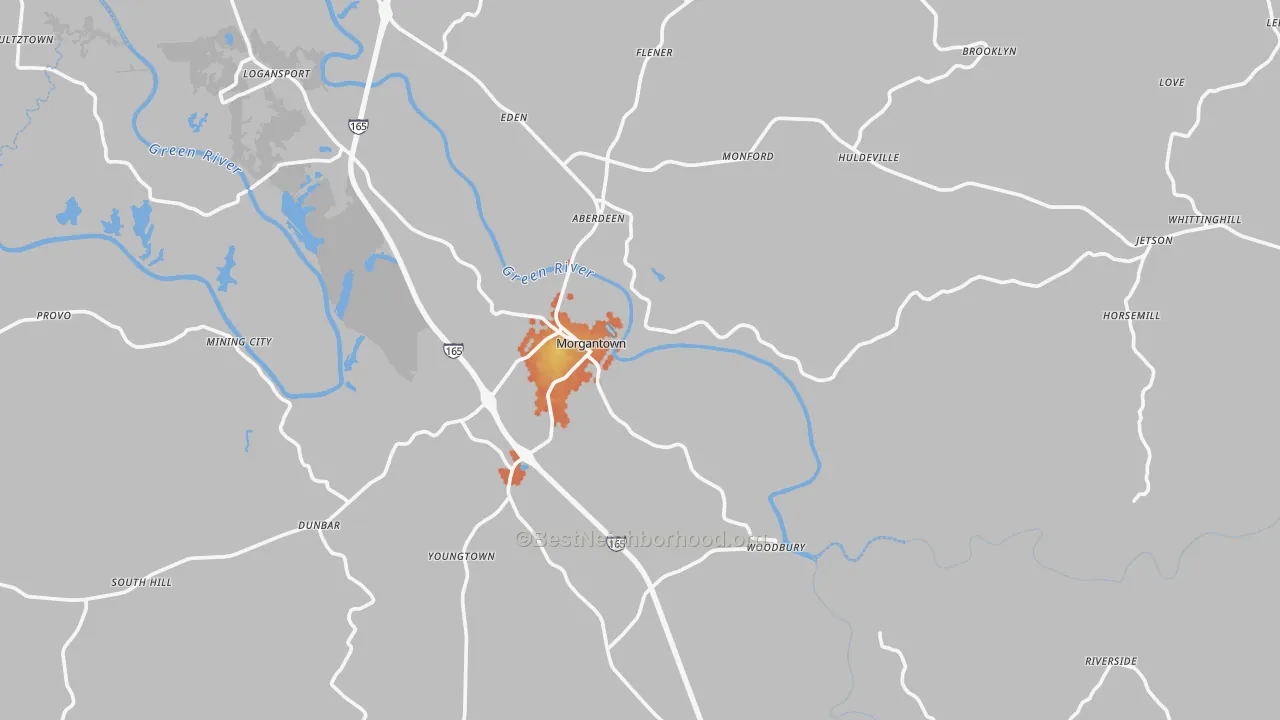 Bike Grade map of Morgantown, KY