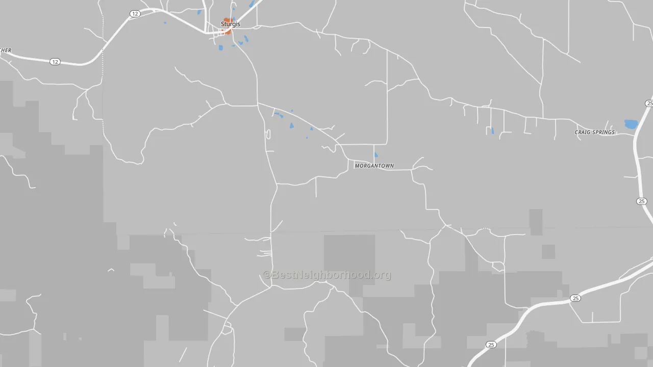 Bike Grade map of Morgantown, MS