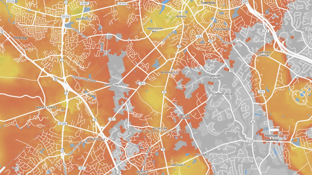Bike Grade map of Morganville, NJ